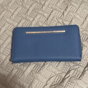 Steve Madden Cornflower Blue Zip Wallet with Metal Bar